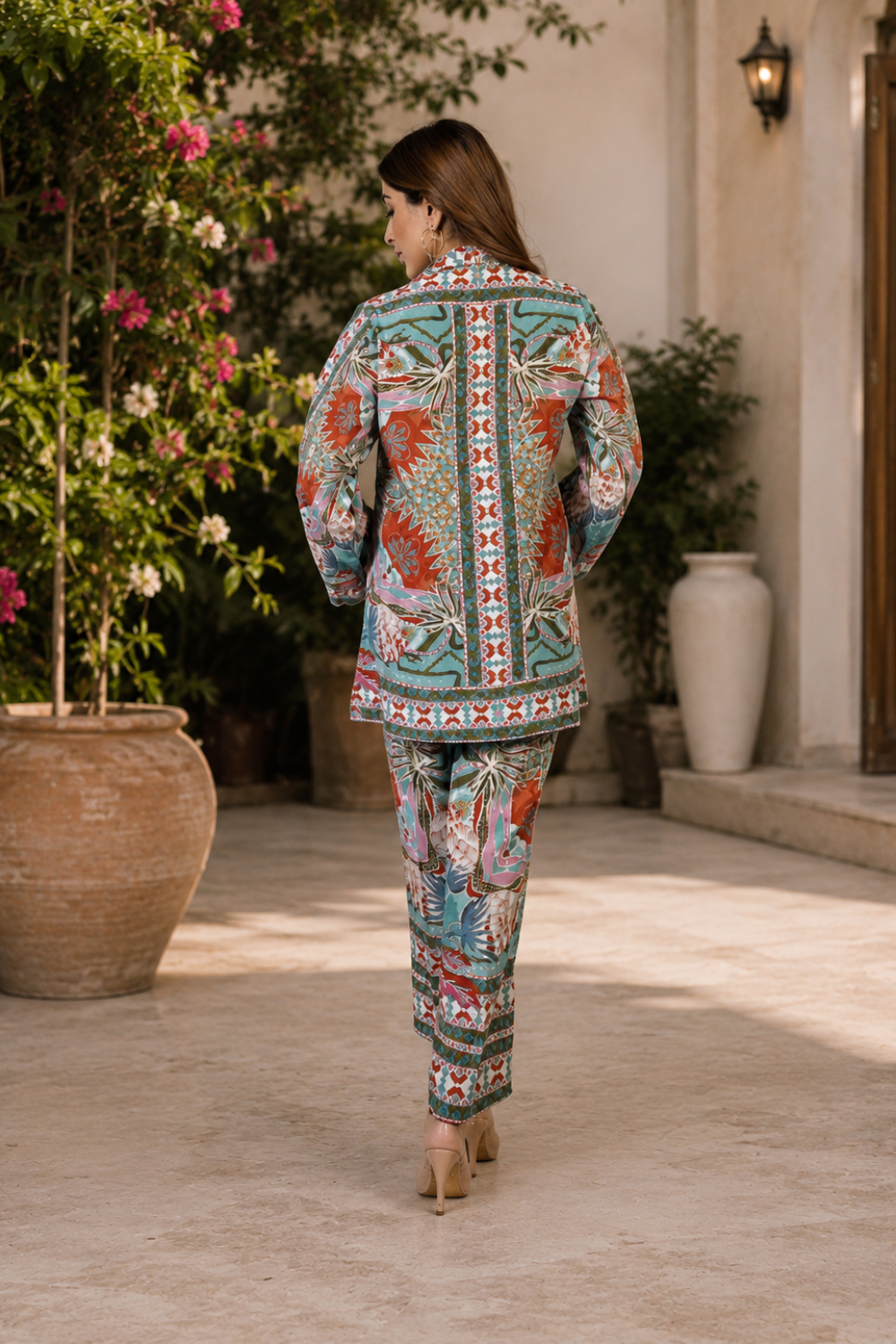 Verdant Mosaic Luxe Printed Viscose Crepe Co-ord Set for Women