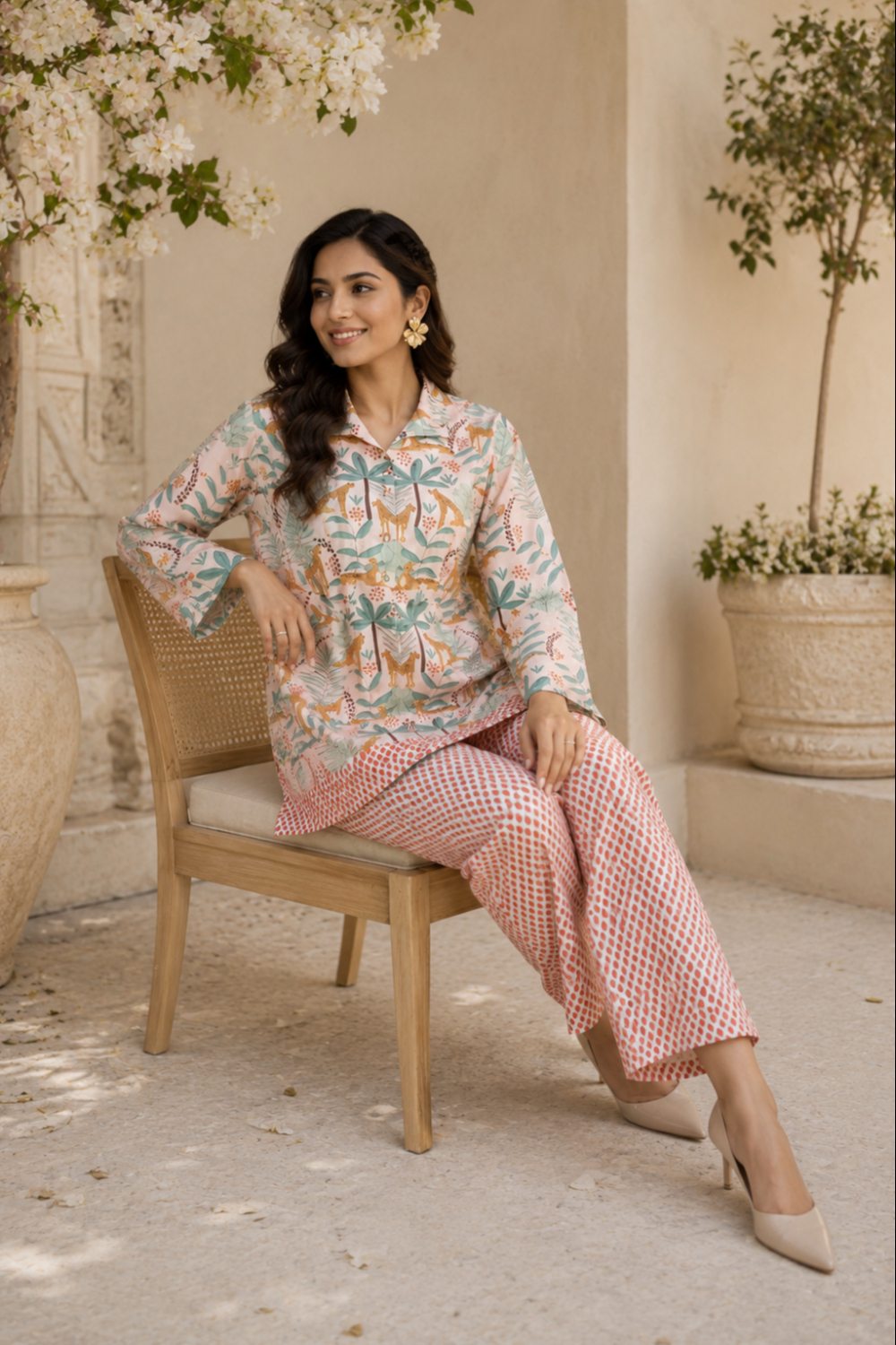 Savanna Story Luxe Printed Viscose Crepe Co-ord Set for Women