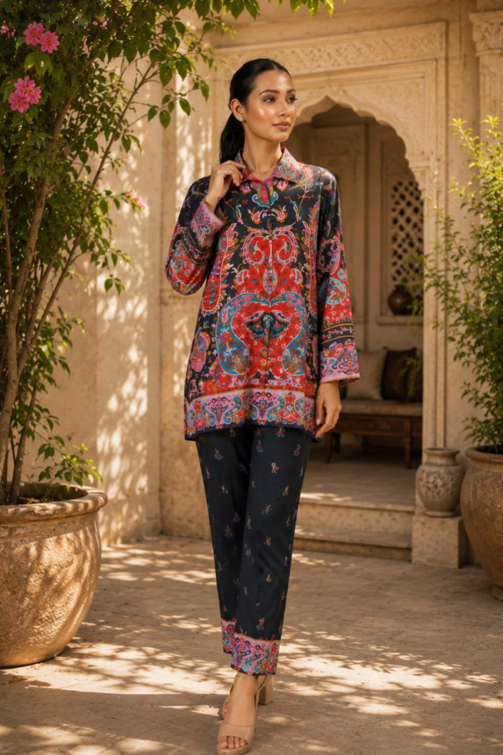 Paisley Empress atelier  Printed Viscose Crepe Co-ord Set for Women