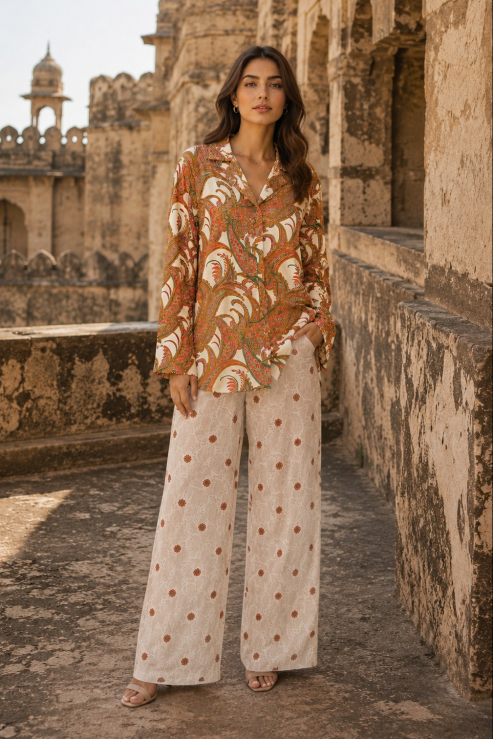 Regal Paisley Printed Viscose Crepe Co-Ord Set