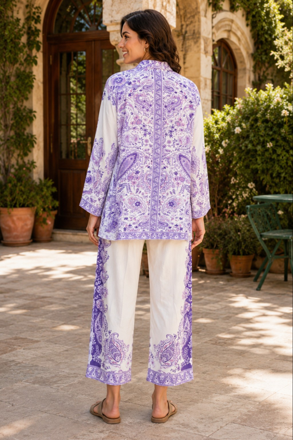 Lavender Paisley Printed Viscose Crepe Co-Ord Set