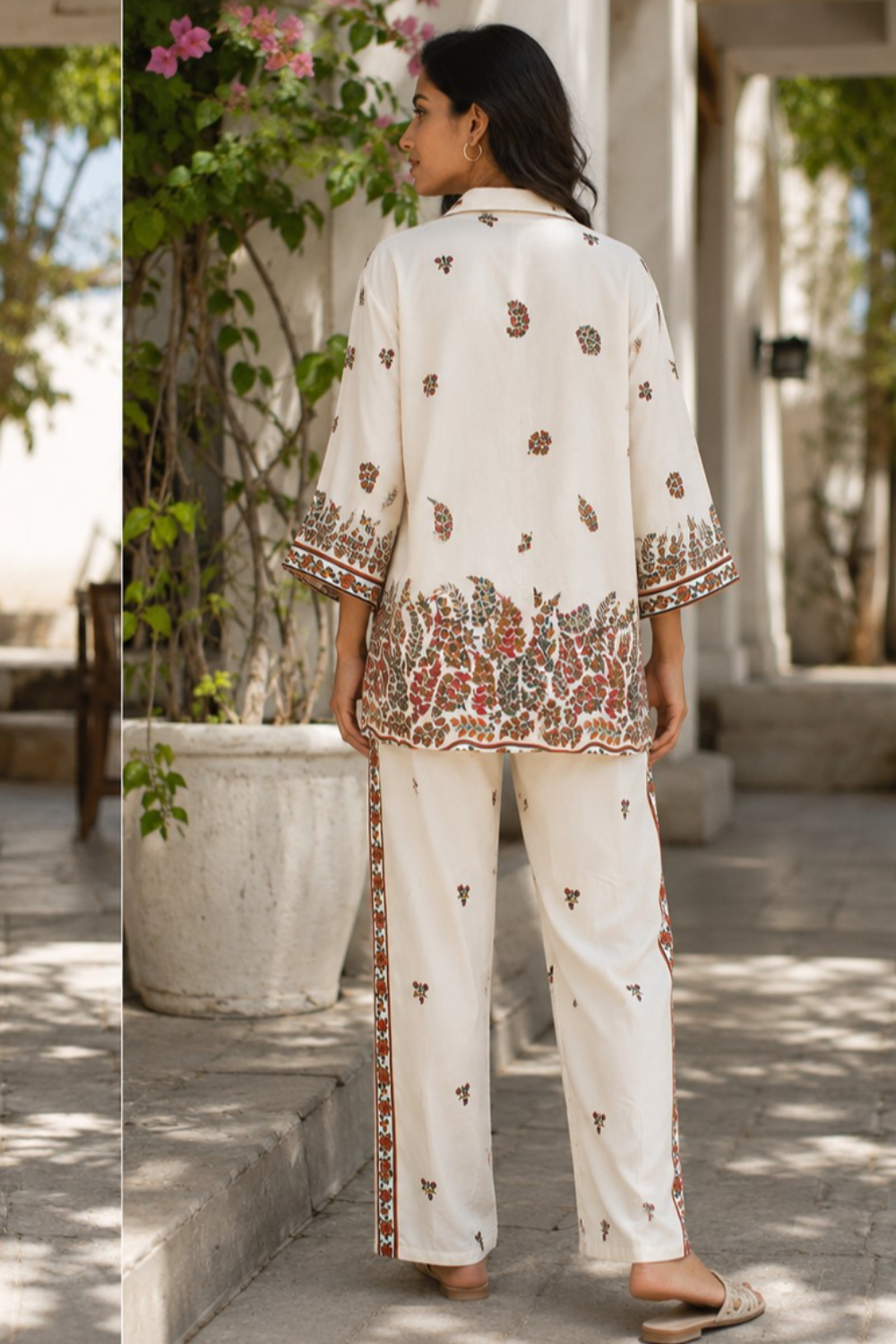 Wildflower Border Print Viscose Crepe Co-ord Set
