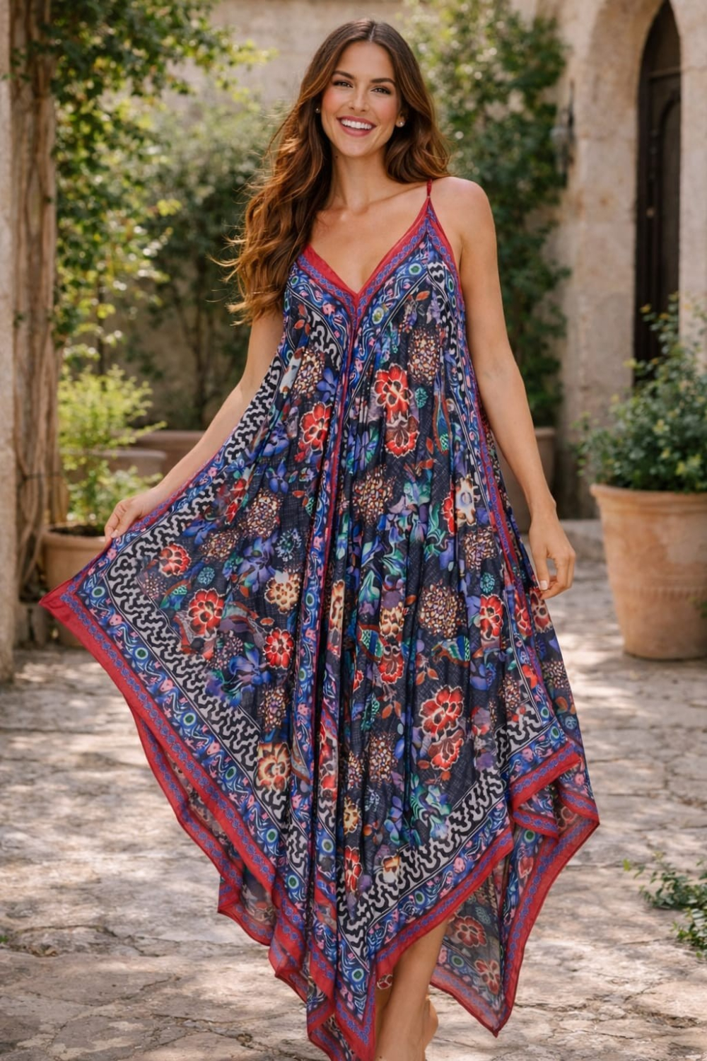 Midnight Floral Bloom Silk Habutai  Dress