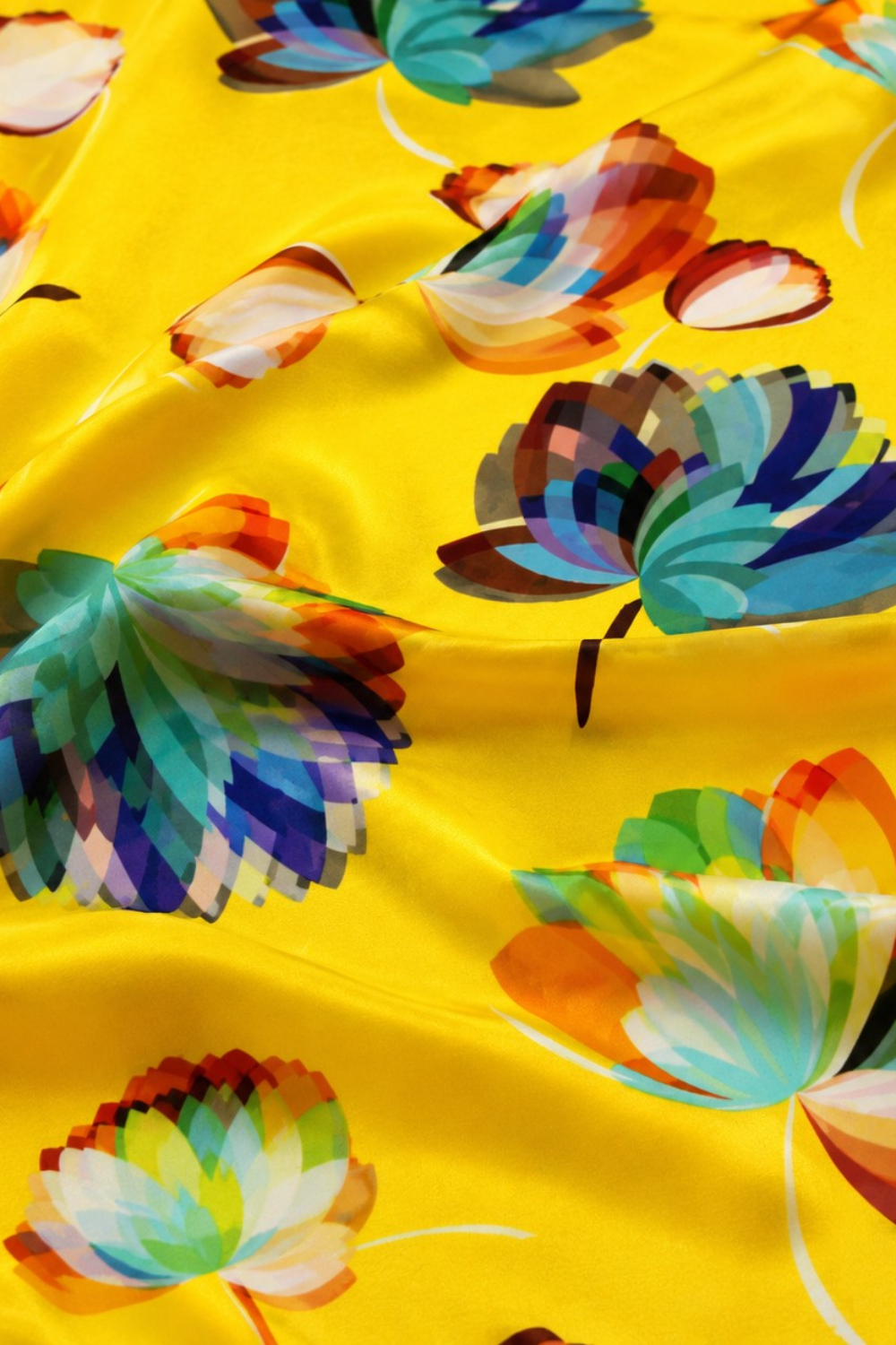 Golden floral Bloom Pure Silk Habutai Square Scarf