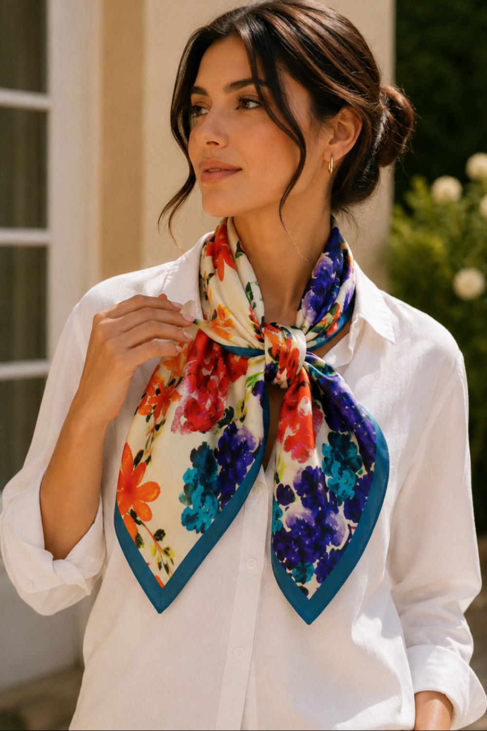 Blooming Butterfly Garden Pure Silk Habutai Pocket Square Scarf