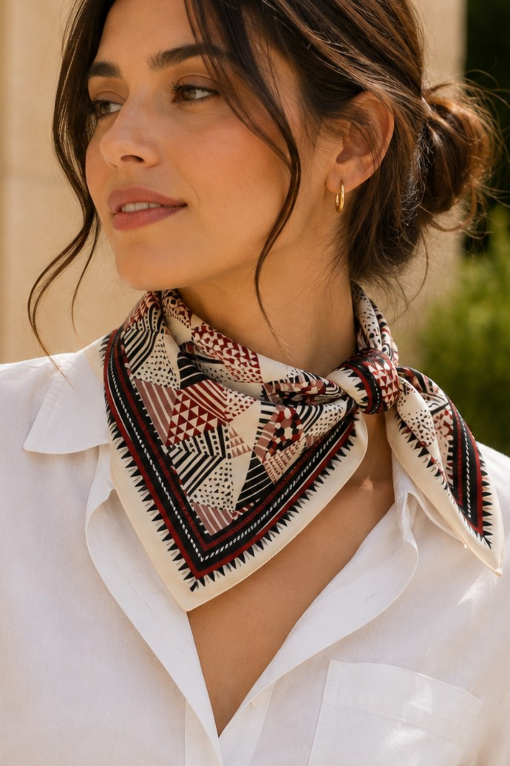 Geometric Mosaic Pure Silk Habutai Square Scarf