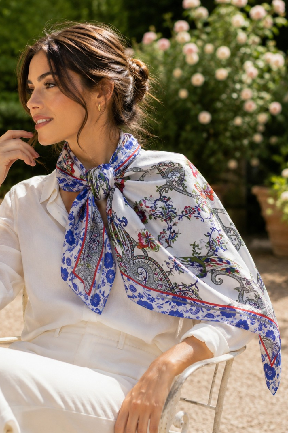 Azure Aviara Royale Pure Silk Habutai Square Scarf
