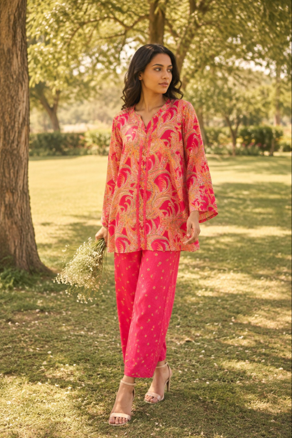 Royal Fuchsia Paisley Grace Printed Co-Ord Set