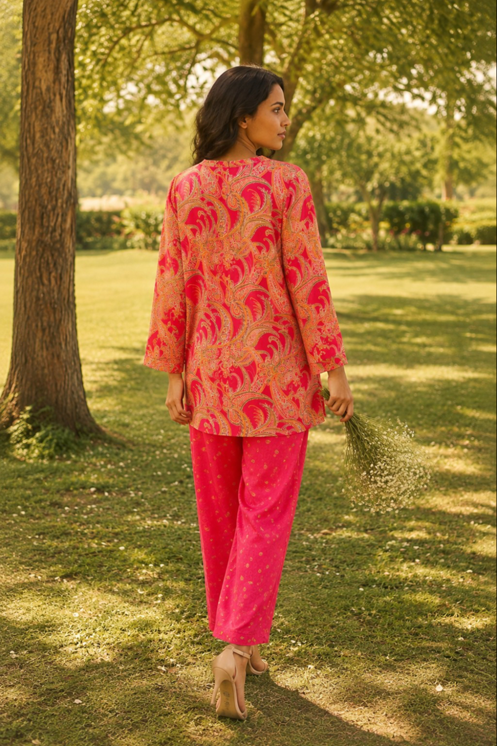 Royal Fuchsia Paisley Grace Printed Co-Ord Set